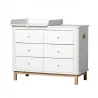 Commode avec petit plan à langer Wood 6 tiroirs Blanc et Chêne