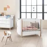 Commode avec petit plan à langer Wood 6 tiroirs Blanc et Chêne