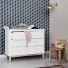 Commode avec petit plan à langer Wood 6 tiroirs Blanc et Chêne