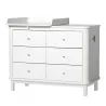 Commode avec petit plan à langer Wood 6 tiroirs Blanc