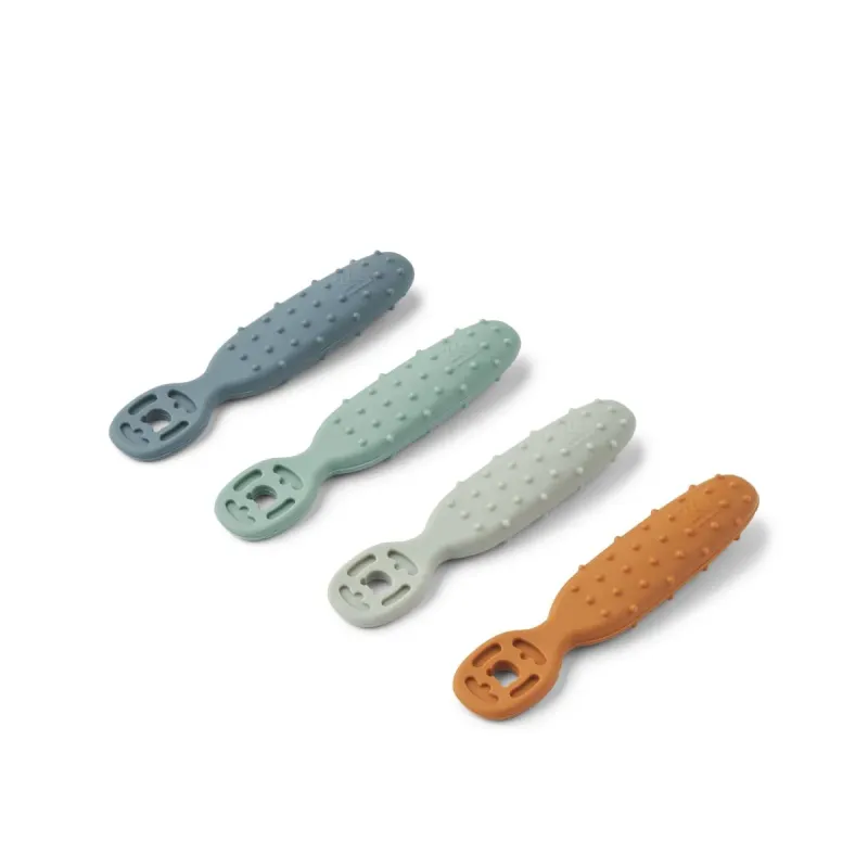 Lot de 4 cuillères d'apprentissage Caelia - Whale Blue Multi Mix